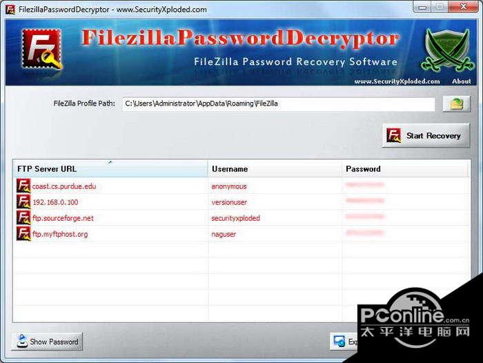 FilezillaPasswordDecryptor 1.5截图