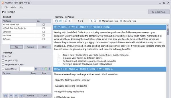 MSTech PDF Split Merge(PDF文件合并分割软件)截图