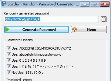 Sordum Random Password Generator(强密码随机生成器)截图