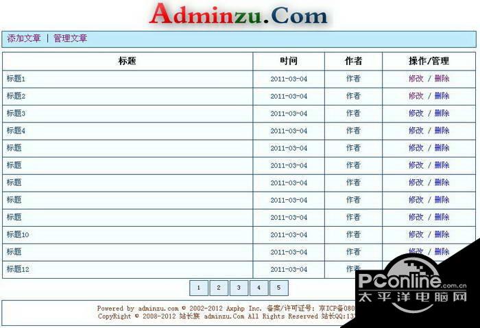 阿西文章管理系统(GB2312) 5.0截图