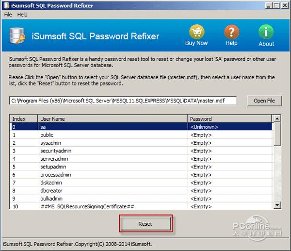 iSumsoft SQL Password Refixer截图