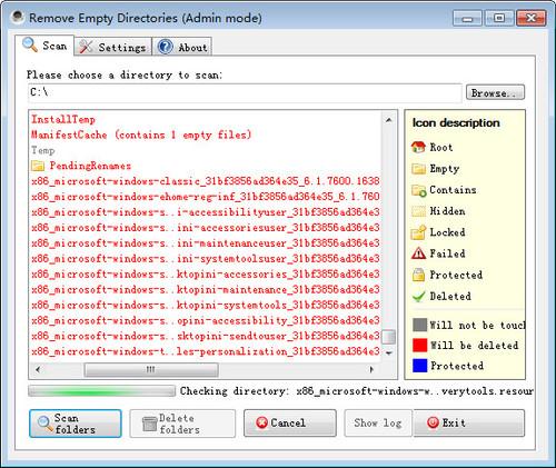 批量删除空文件夹Remove Empty Directories截图