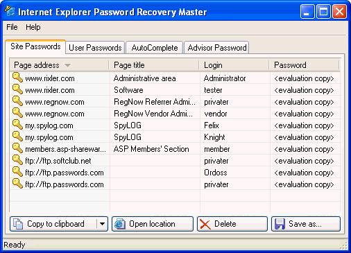 Internet Explorer Password Revealer 1.4.0.4