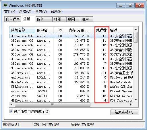 win7系统进程线程数怎么看 win7系统进程线程数查看方法