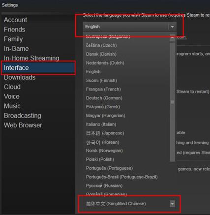 Steam游戏平台怎么设置中文?Steam游戏平台设置中文的方法