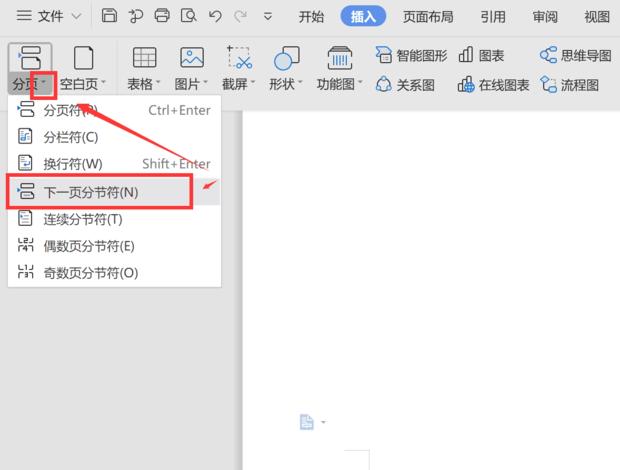 wps页面设置横向怎么单独设置一张?