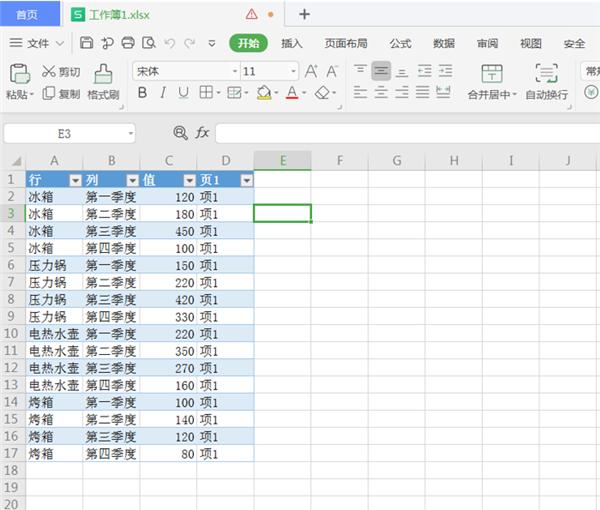 WPS Excel中将二维表转换成一维表方法!
