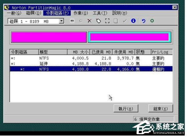 WinXP用深度技术PQ8.05对硬盘进行分区的方法