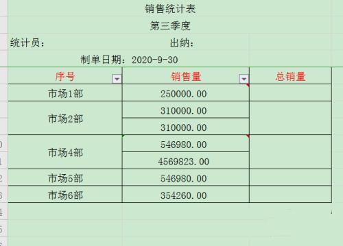 WPS怎么设置表格的不规则单元格求和?