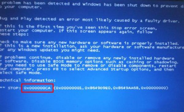Win7系统蓝屏提示0x000000CA错误代码怎么办？