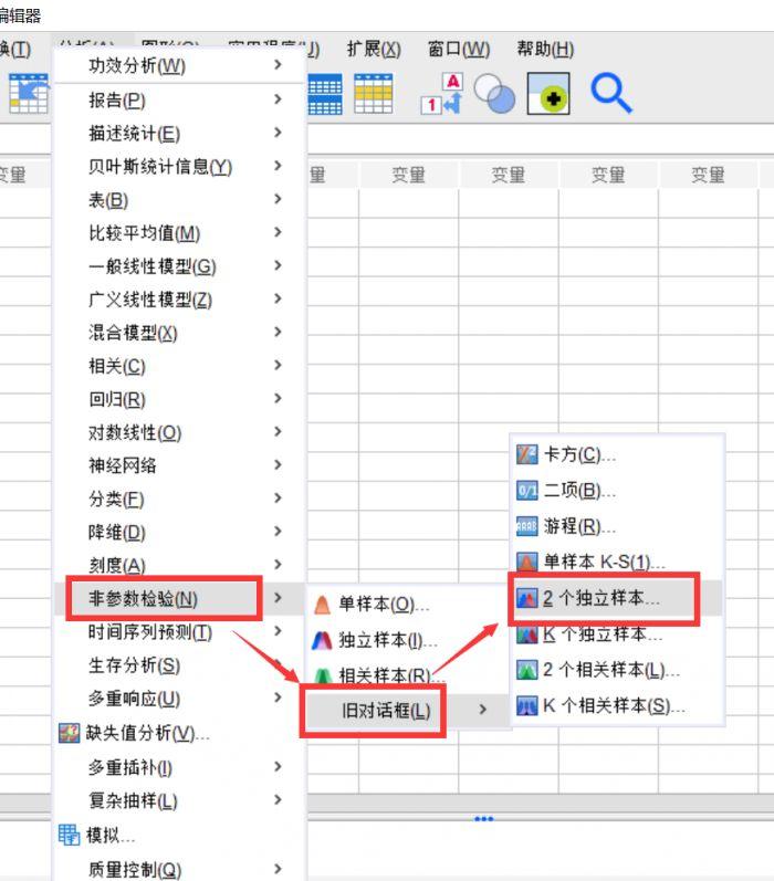 怎么使用SPSS对两个独立样本进行非参数检验?