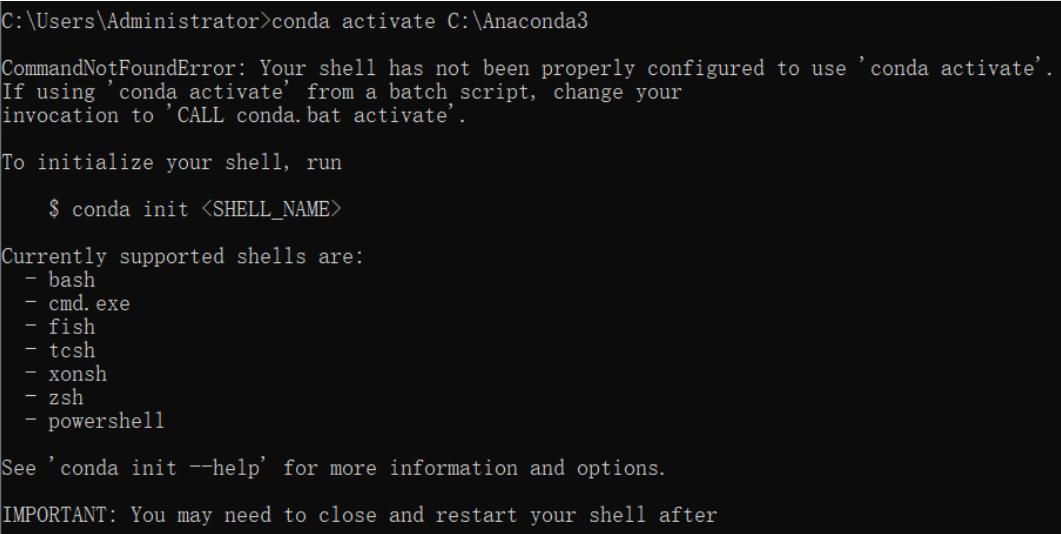 Win10系统中使用anaconda的conda activate激活环境时报错应该怎么解决？