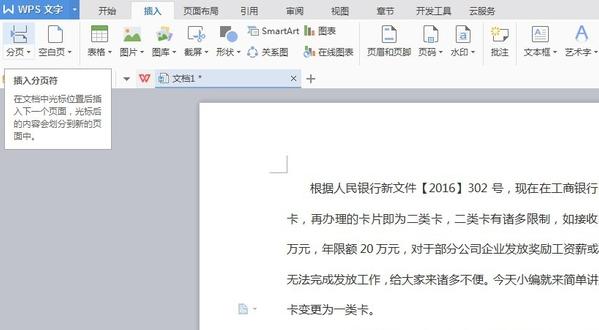 Wps文档显示分页符在哪里设置?