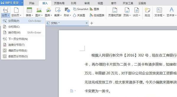 Wps文档显示分页符在哪里设置?